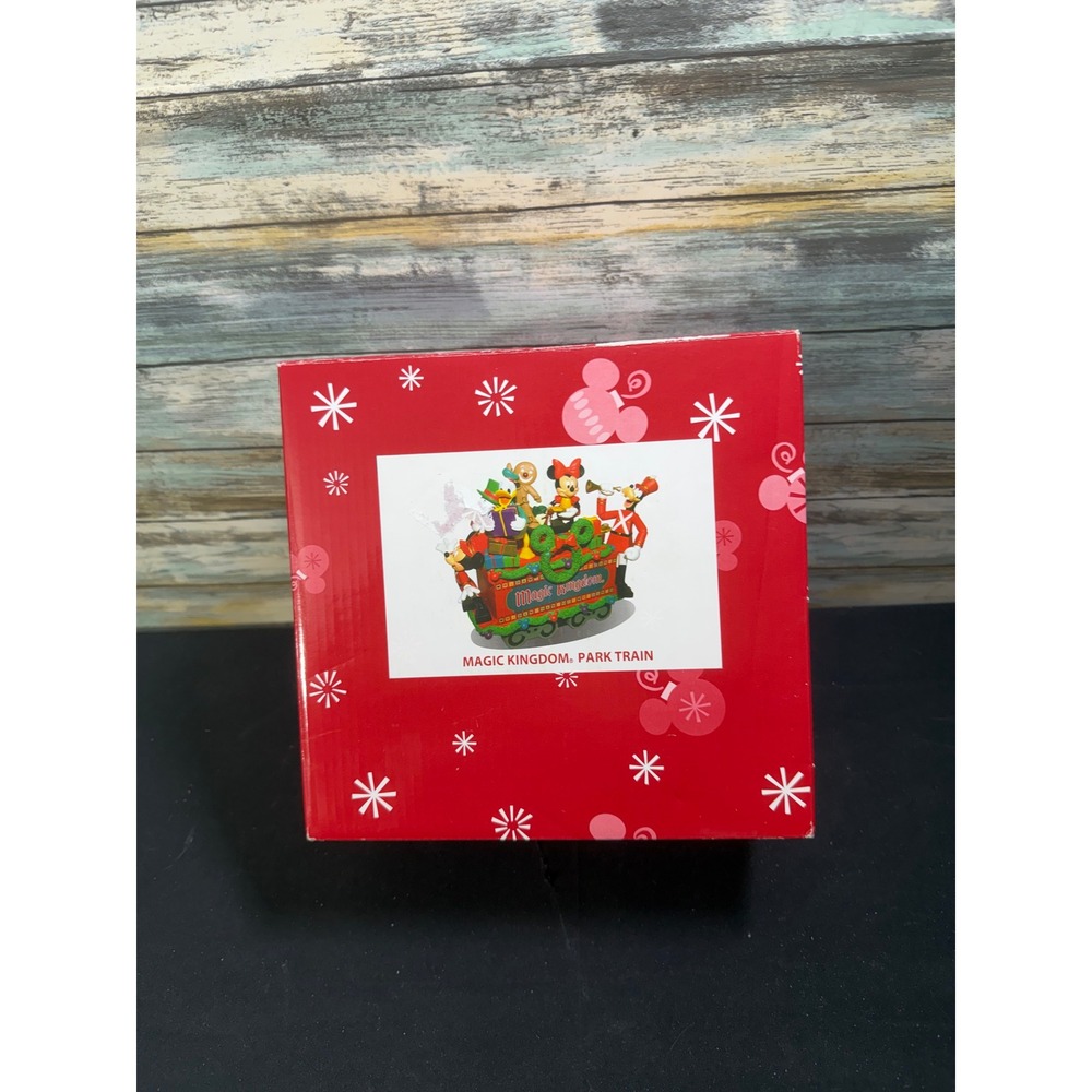 Disney Magic Kingdom Park Train Holiday Figurine Red NIB Christmas Mickey Minnie
